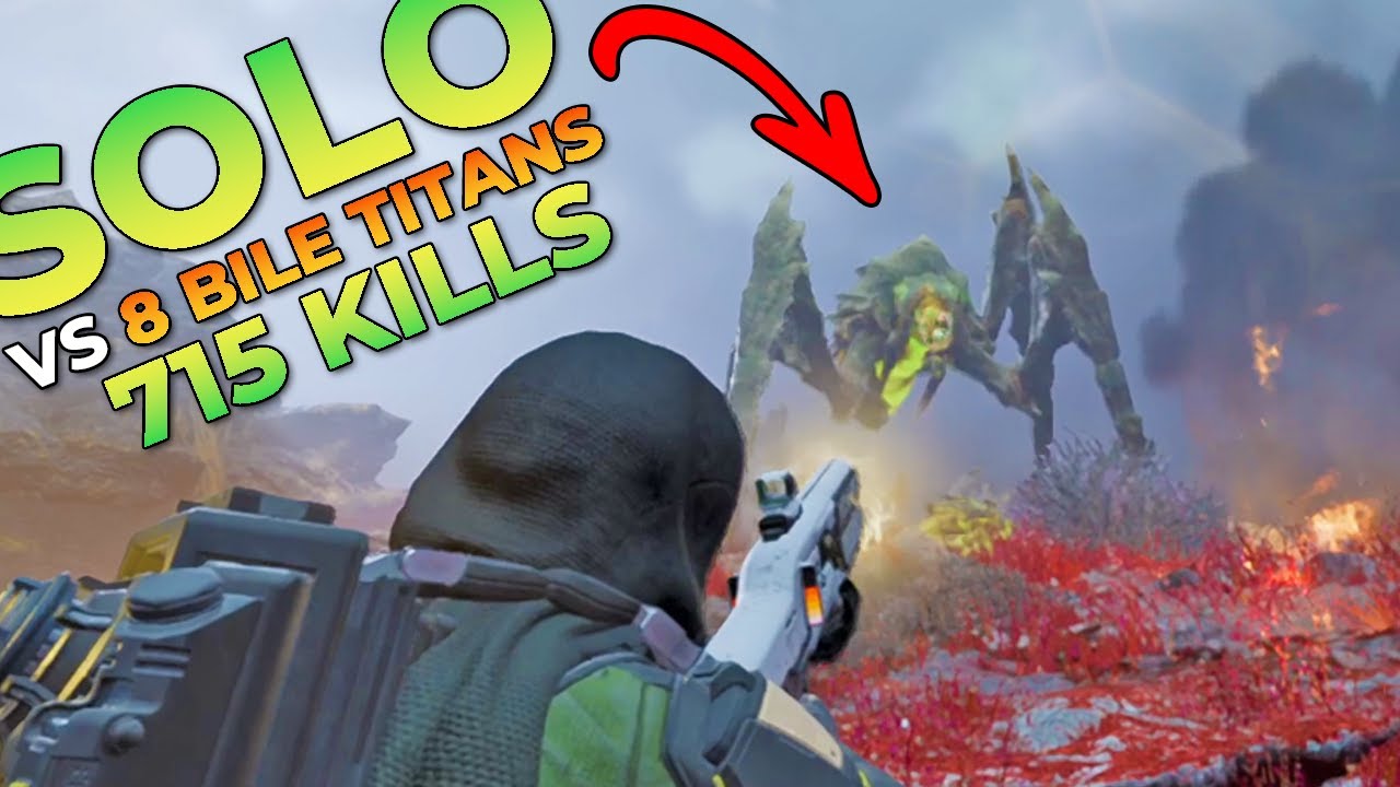 Helldivers 2 - Insane SOLO Helldiver Difficulty vs 8 BILE TITANS Game (30+ Chargers)