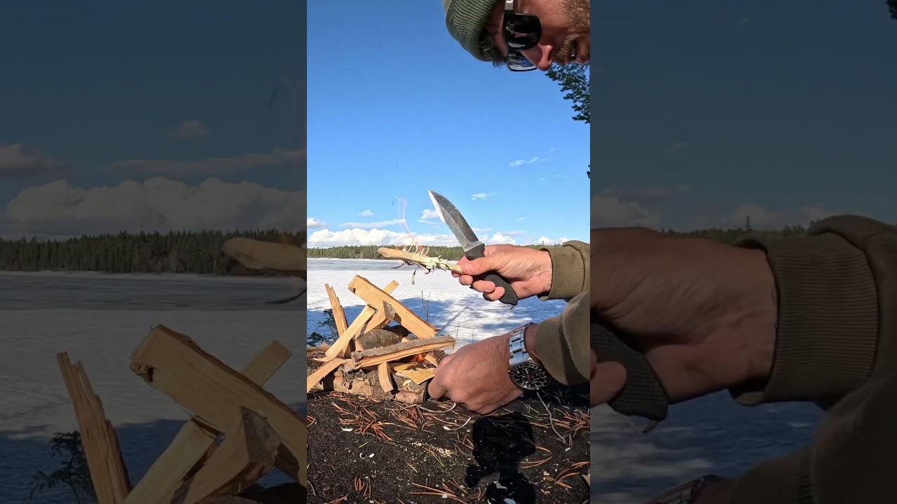 Making fire using a firesteel 🔥🪵 What should I try next? 👀 #sweden #nature #camping #outdoor