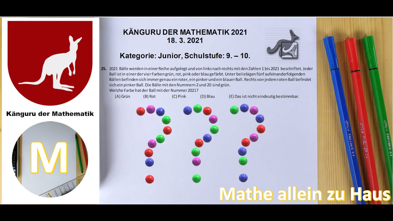 Welche Farbe hat die Kugel Nummer 2021? | Känguru der Mathematik 2021 Frage 25