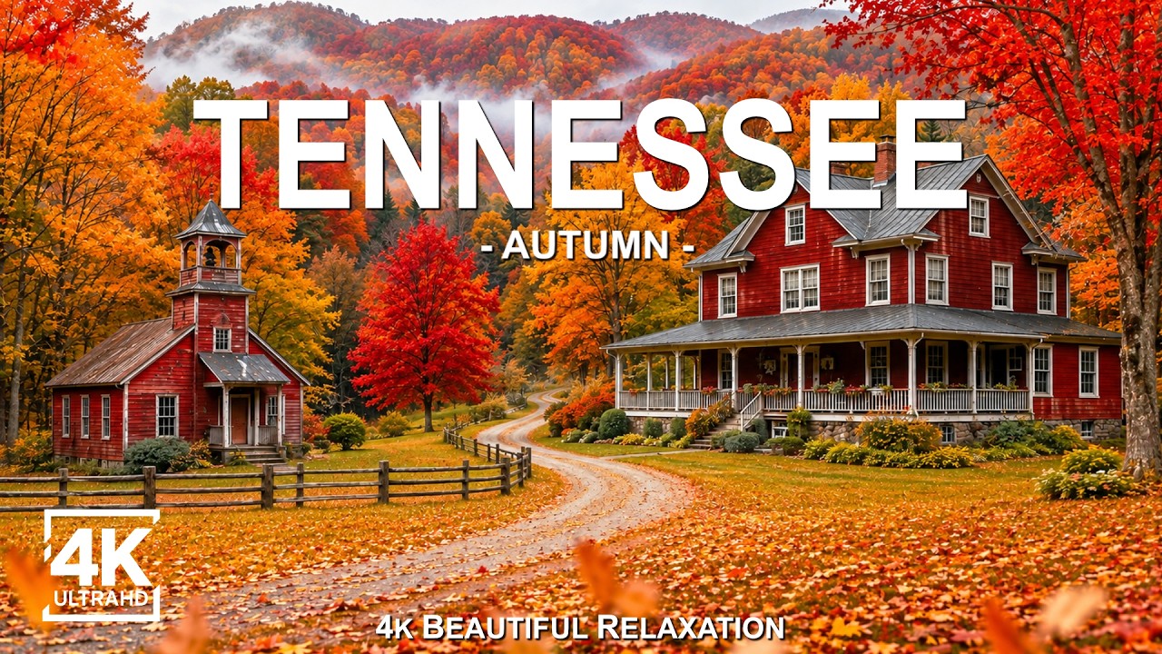 Tennessee Autumn 4K 🍂 Smoky Mountains, Golden Forests & Peaceful Country Roads