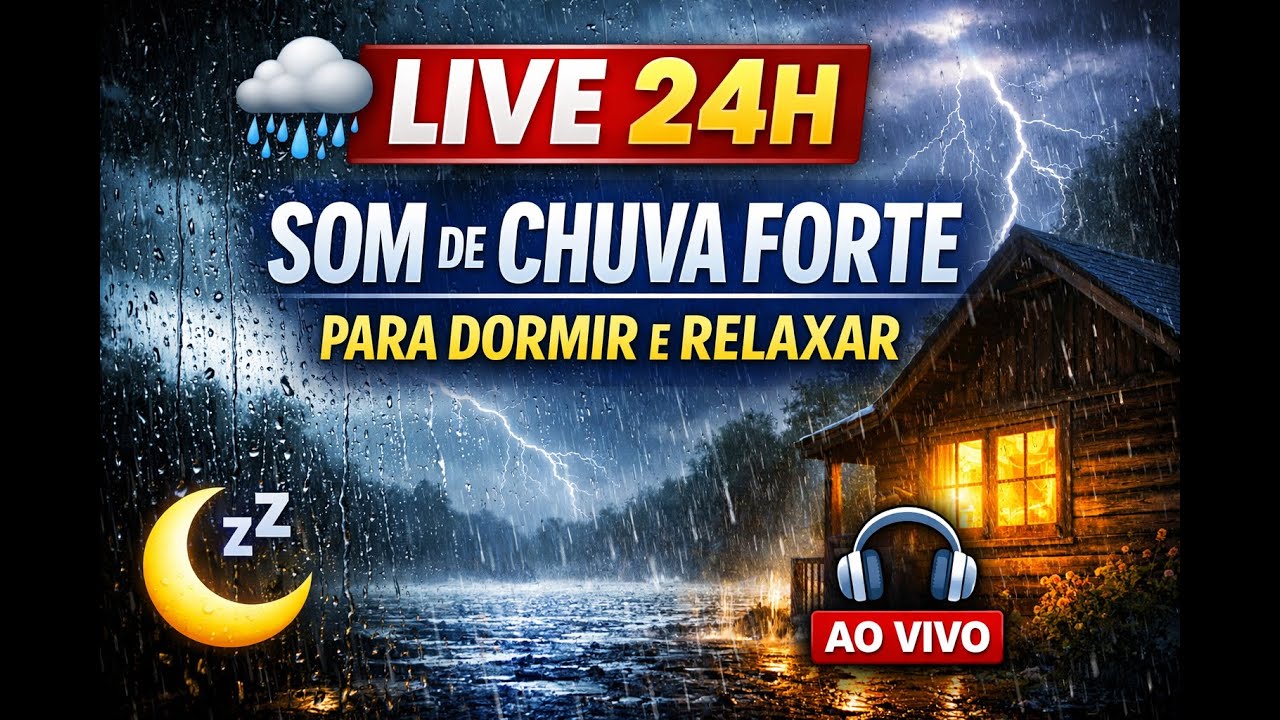 🌧️ Som de Chuva Constante AO VIVO 🌧️ Música Ambiente para Estudar e Focar