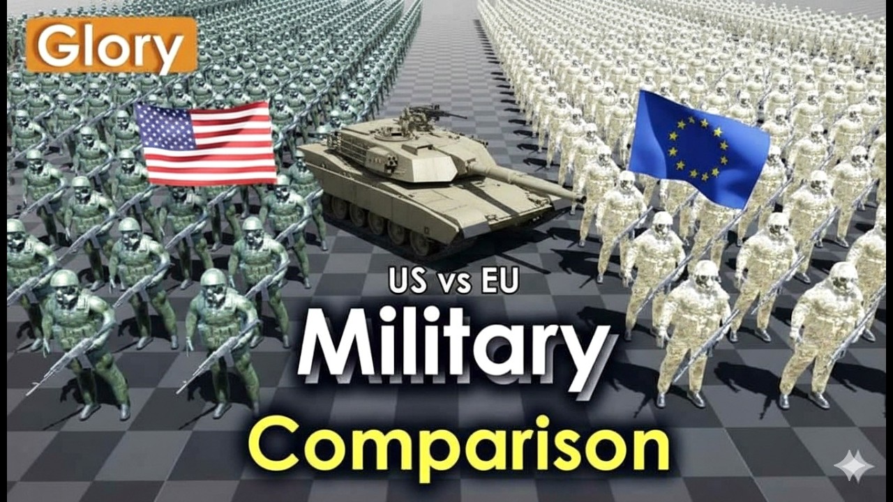 Europe VS USA military power comparison 2026. EU vs US army in 3d video