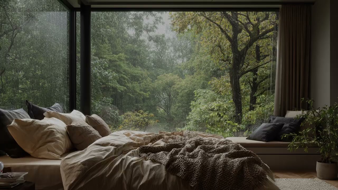 Soft Rain Atmosphere Filling Quiet Spaces Creating 🌿 Calm for Focus and Gentle Rest