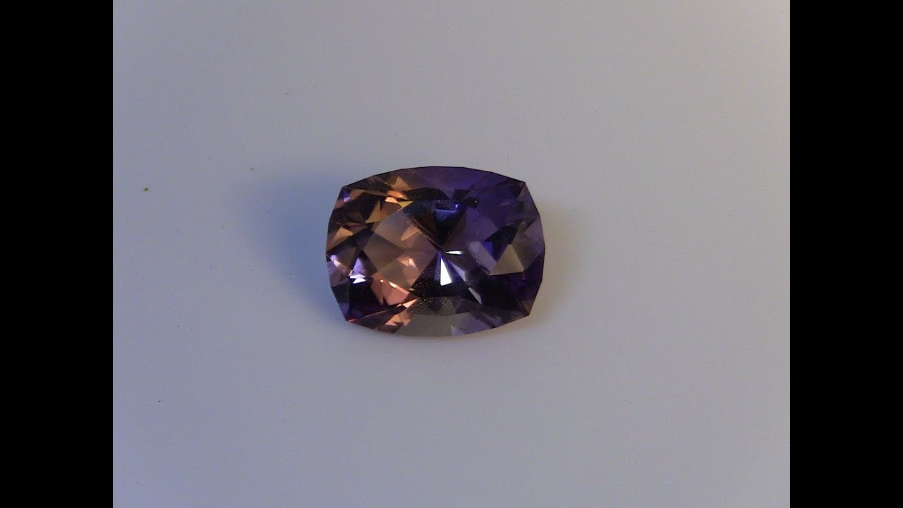 Faceting gemstones: cutting an  ametrine cushion shape