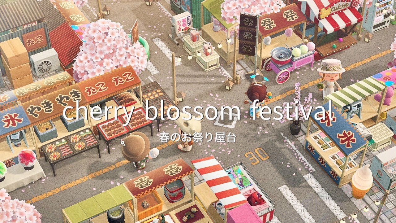 【リクエスト単発】春のお祭り屋台縁日| Cherry blossom Japanese Festival | Speed Build | AnimalCrossingNewHorizons | あつ森