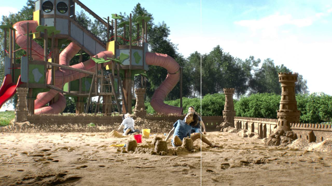 Sand castles in playground TP visual effects by Unexpected