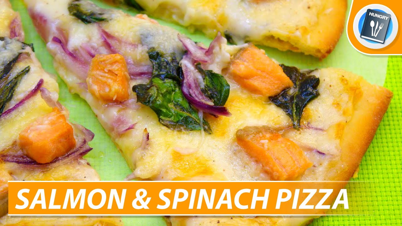 Pizza recipe: Salmon Pizza with Spinach (pizza dough without yeast)
