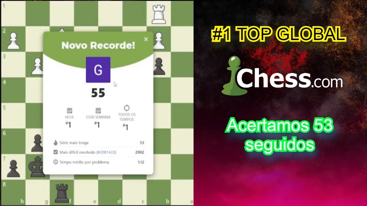 #1 Pegamos top 1 global no corrida de problemas no chess.com ?! Novo desafio🏆