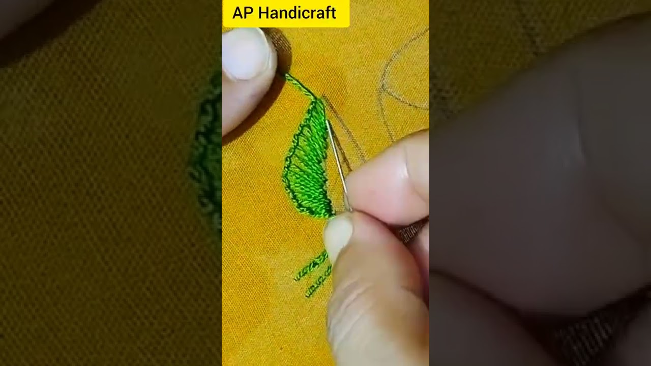 Hand embroidery, Leaf embroidery tutorial, Buttonhole stitch #embroidery #shorts #youtubeshorts
