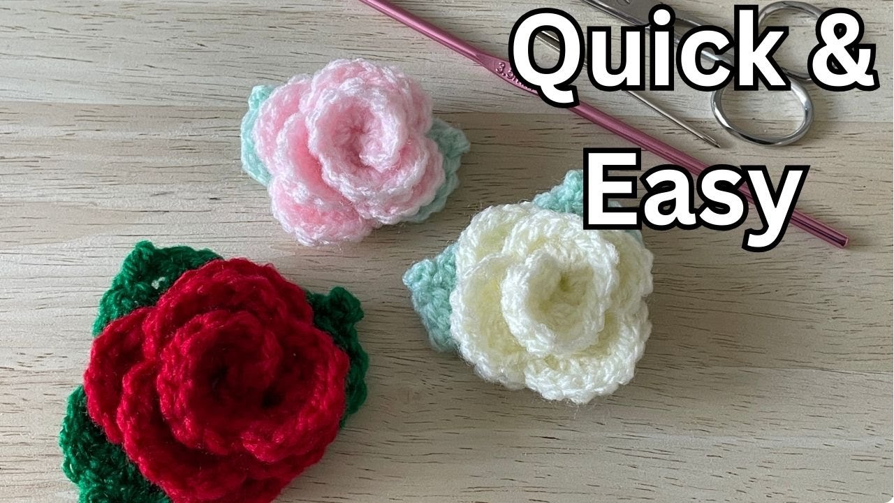 How to CROCHET a Mini Rose in MINUTES - Super SIMPLE!