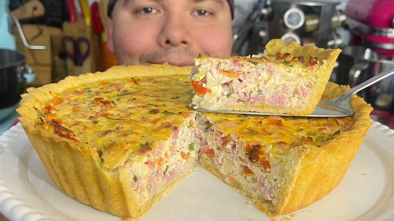 DERRETE NA BOCA QUICHE CREMOSA DE PRESUNTO FÁCIL E DELICIOSA