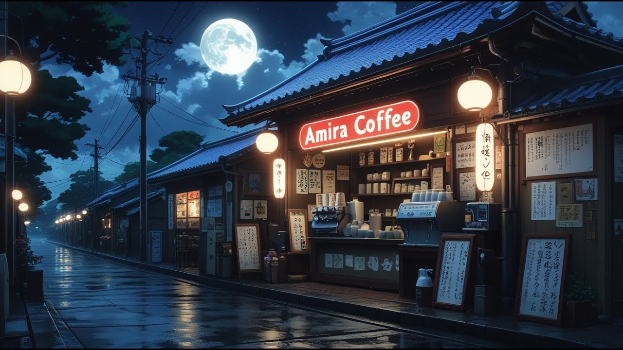 Late Night Rain + Lofi Chill Vibes 🌧️ Vintage Coffee Shop Playlist for Productivity
