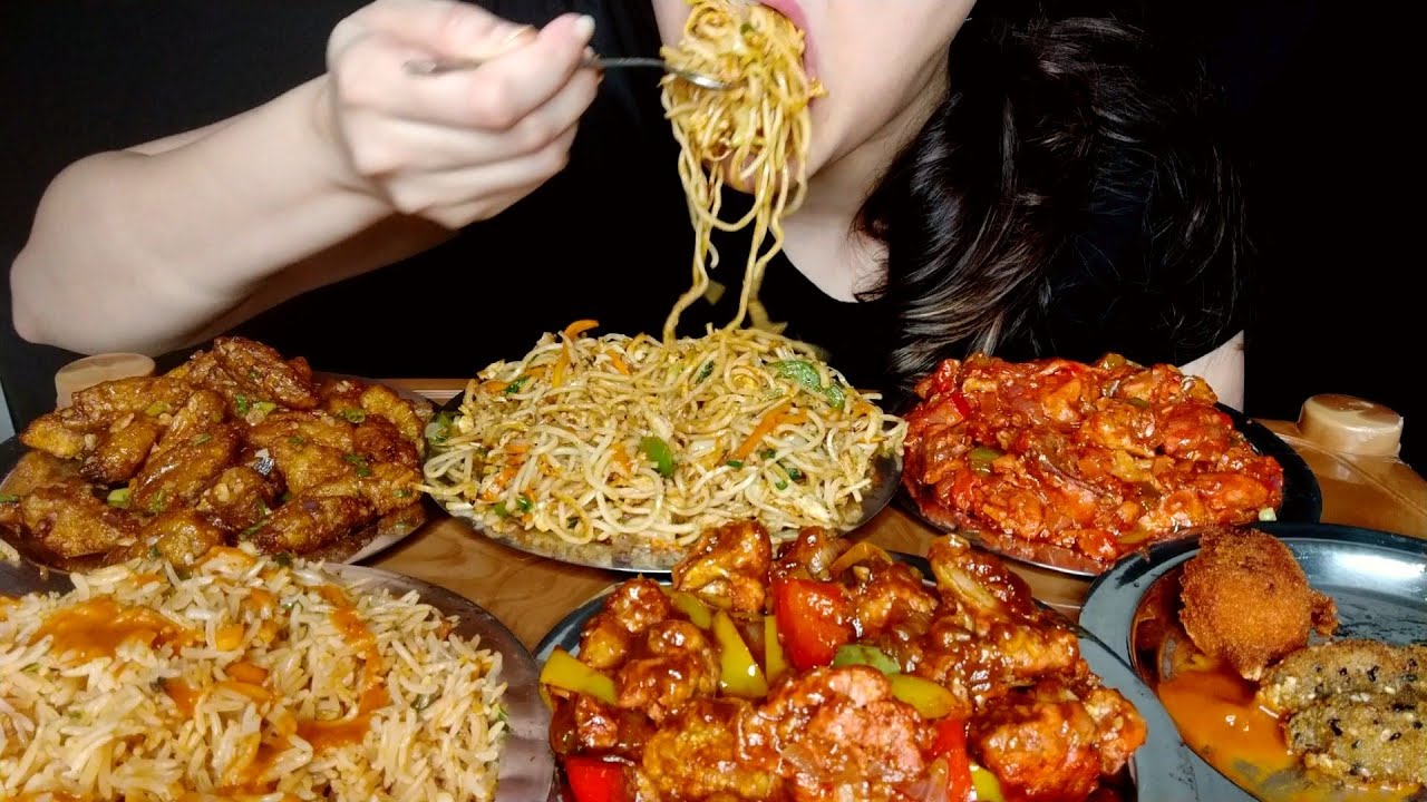 Hakka Noodles,Chilli Gobi, Crispy  Baby Corn,Fried Rice,Chilli Chicken,Crab-prawn fry, ASMR, Mukbang