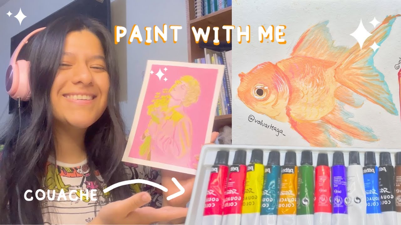 Pintando con gouache por primera vez en mi vida xd 🖌️🎨✨💕
