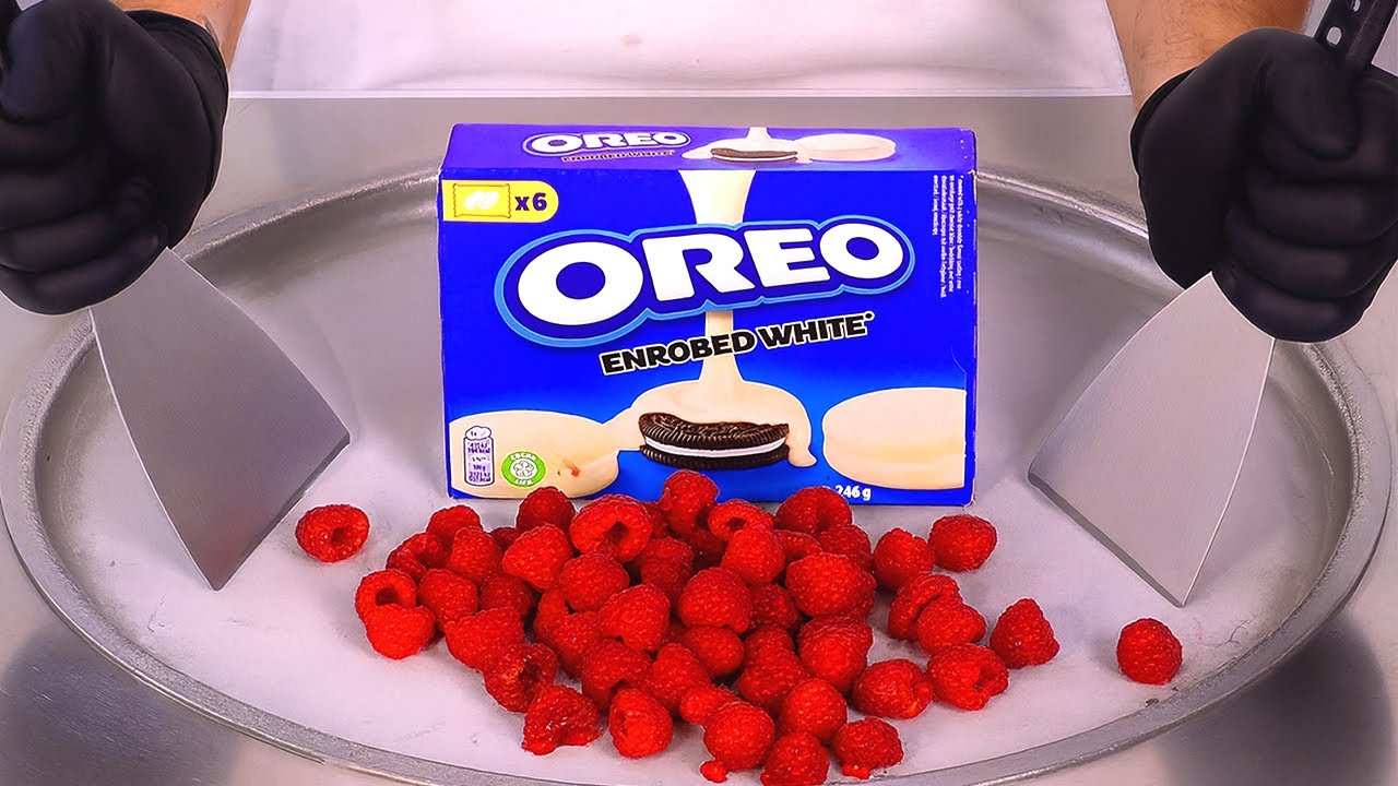 Oreo & Raspberry - Ice Cream Rolls | ASMR