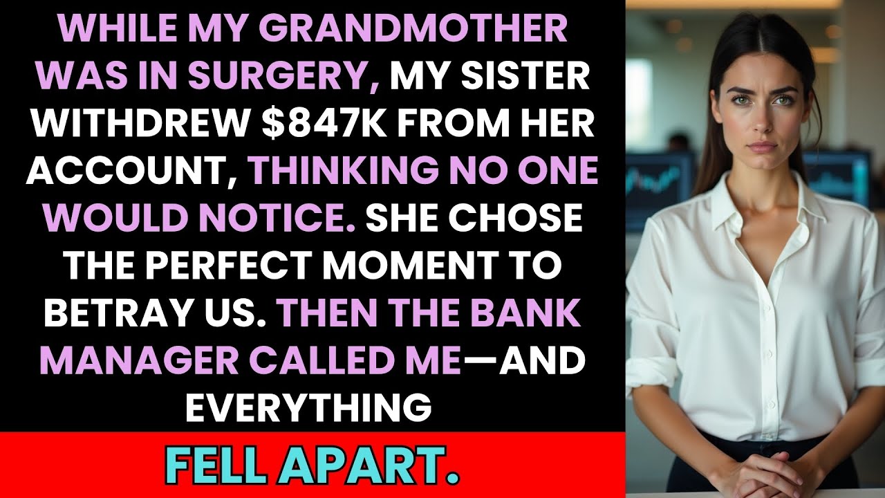 My Sister Withdrew $847K During Grandma’s Surgery—Then the Bank Manager Called Me