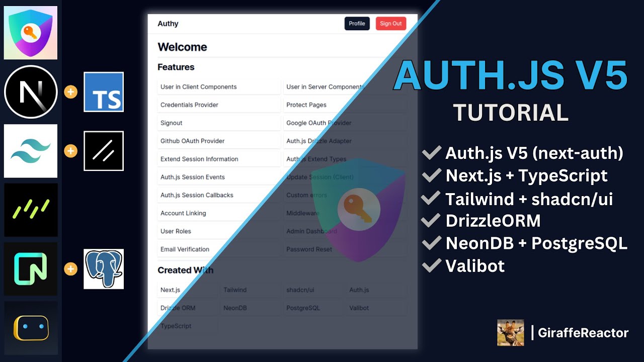 Auth.js (Next Auth) V5 (2024) with Next.js, Tailwind, DrizzleORM, NeonDB | Full Tutorial