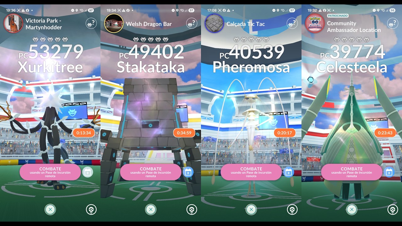 Invitaciones a ULTRAENTES SINGULARES LEGENDARIOS Pokemon GO live Remote raid invites