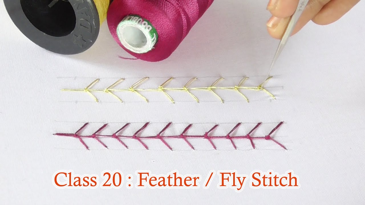 Class 20 : Fly Stitch / Feather stitch  | Aari basics for beginners | Jini Aari Creatives