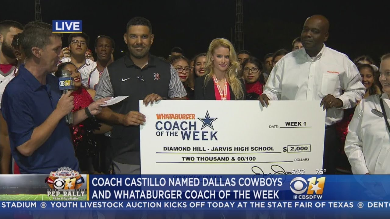 CBS 11 Pep Rally: Diamond Hill-Jarvis' Oscar Castillo Is Whatburger Coach Of The Week