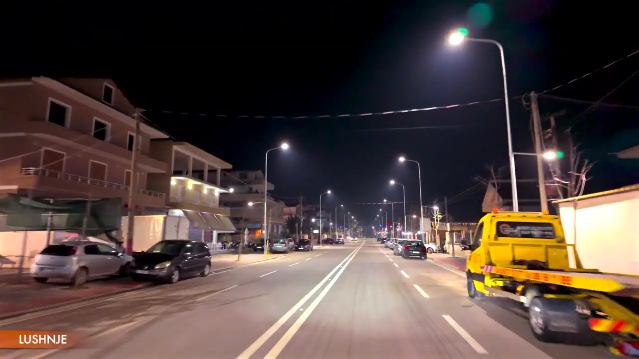 LUSHNJE, ALBANIA, SHETITJE NE MBREMJE NE QYTETIN E LUSHNJES,   DRIVING TOUR SHKURT 2025 4K