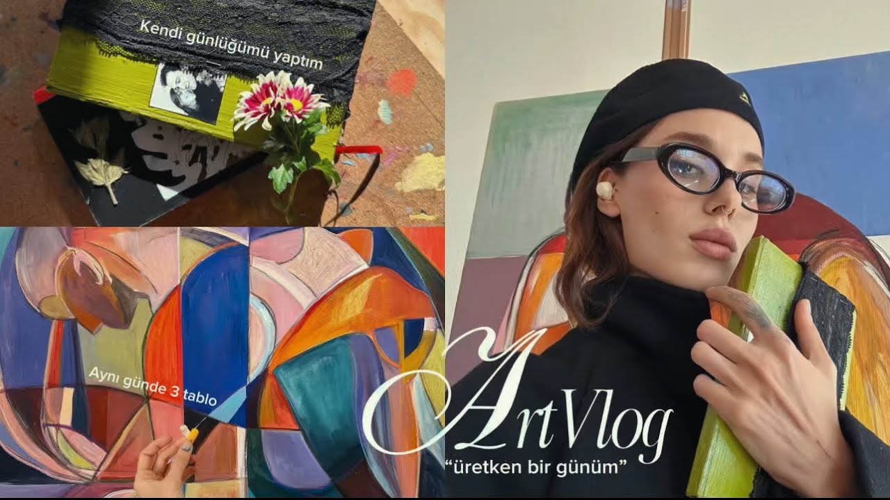 En üretken günüm | 3 tablo,1 günlük,sanatçı sohbetleri & asya yemekleri #artvlog 
