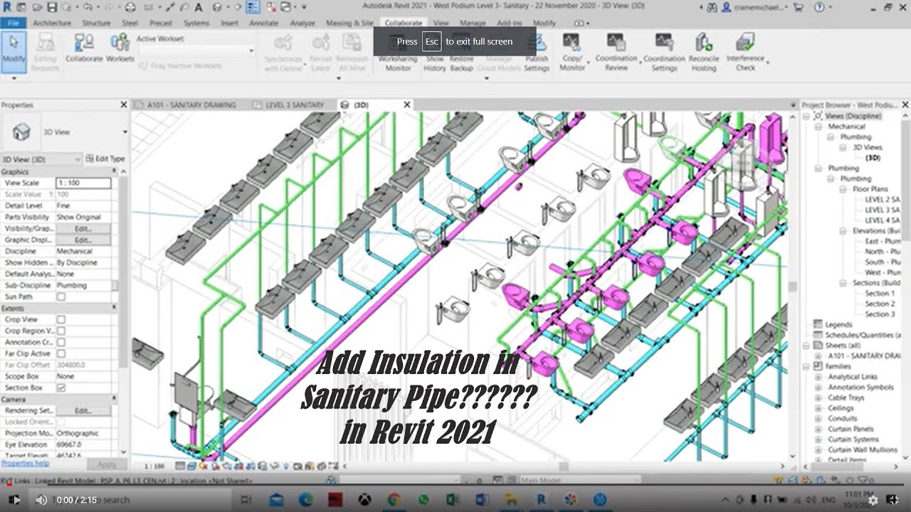 Add Insulation in Sanitary Pipe?????? in Revit 2021