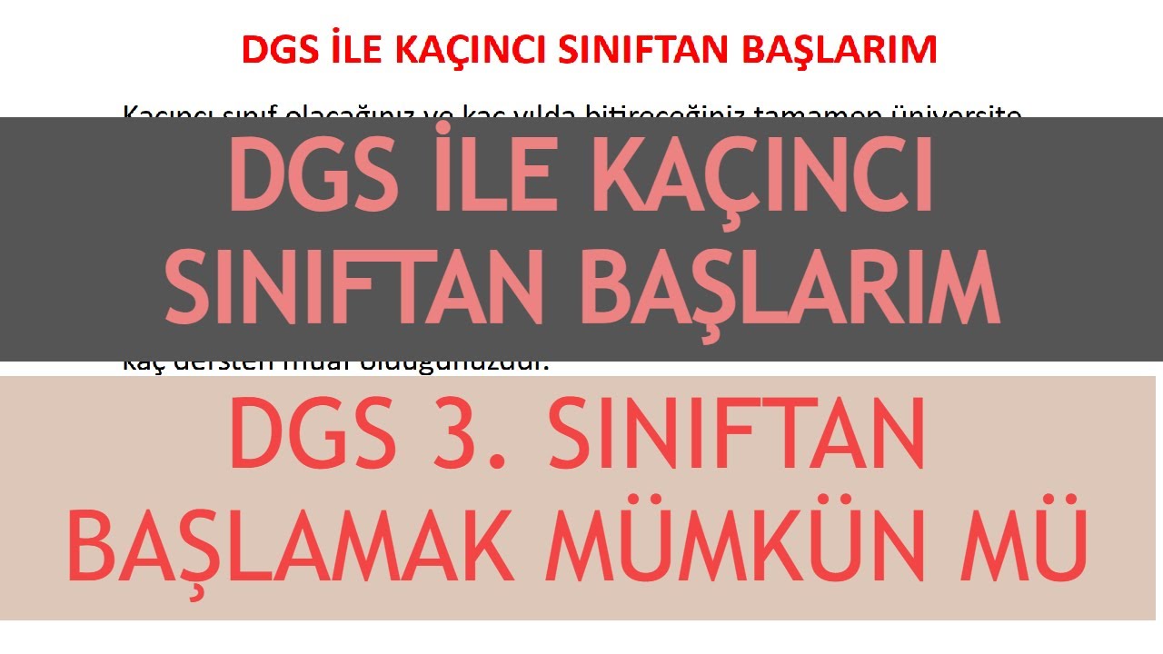 DGS İLE KAÇINCI SINIFTAN BAŞLARIM - Dersler ve Muafiyetler - DGS 3. Sınıftan Başlatan Üniversiteler