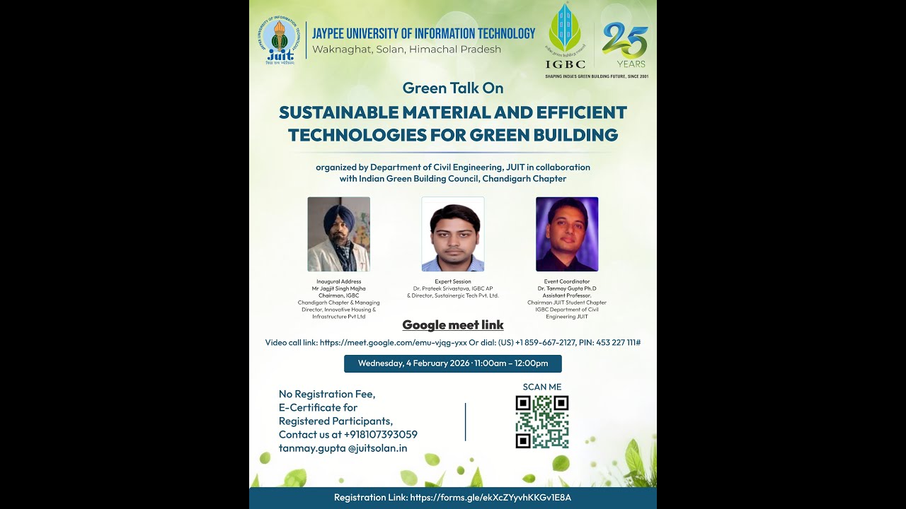Virtual Sessions on Sustainable material and efficient technologies for Green building 04th Feb 2026
