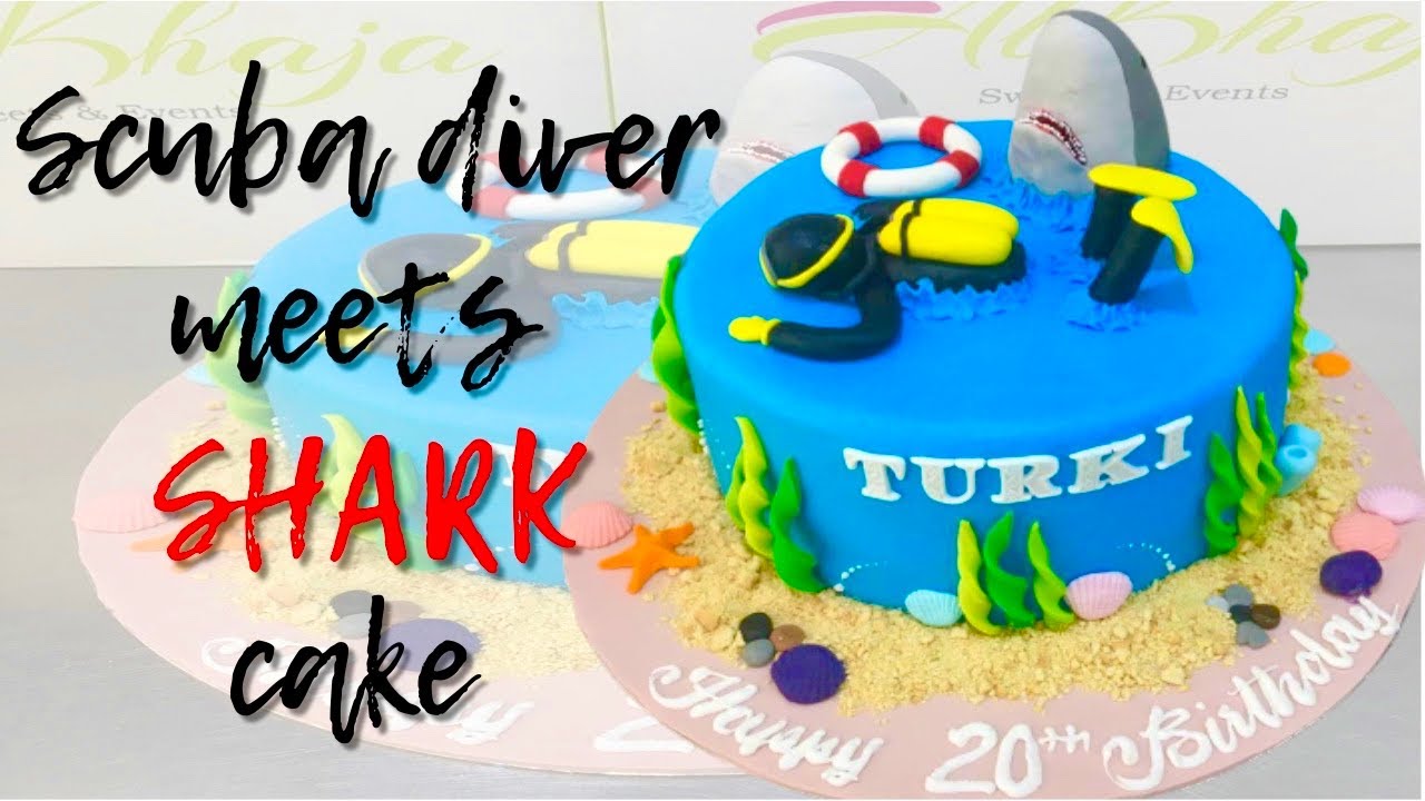 Scuba diving cake | scuba diver | shark cake | scuba diver and shark cake tutorial