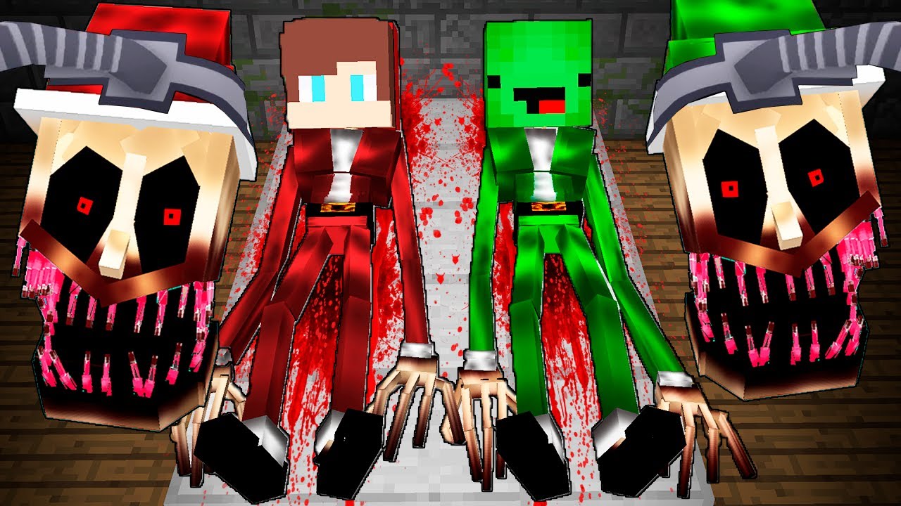 JJ and Mikey Shapeshift to SCARY SANTA DWELLER Exe in Minecraft - Maizen