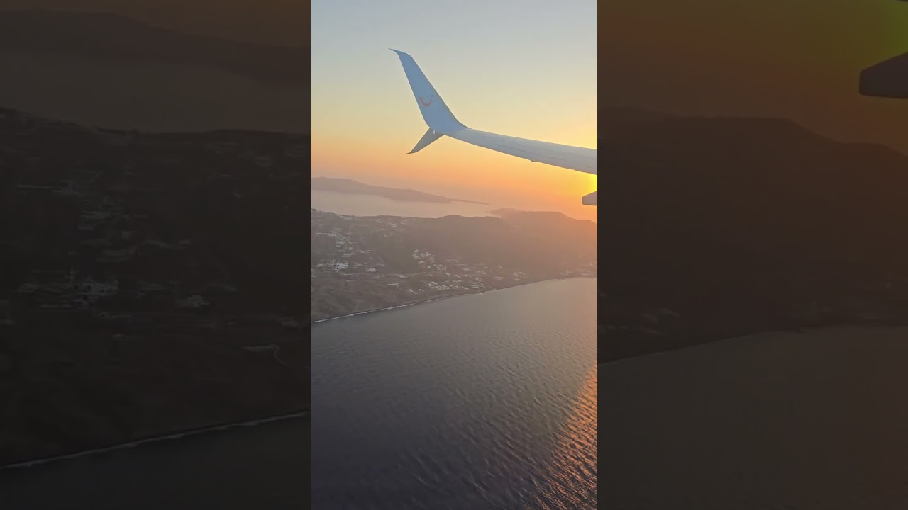 Takeoff From Santorini Airport into the sunset. 02/08/25