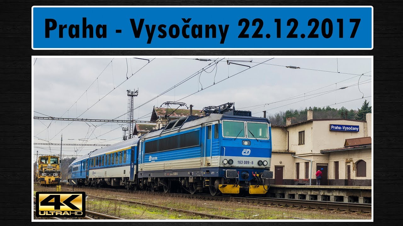 Vlaky Praha - Vysočany 22.12.2017 4K