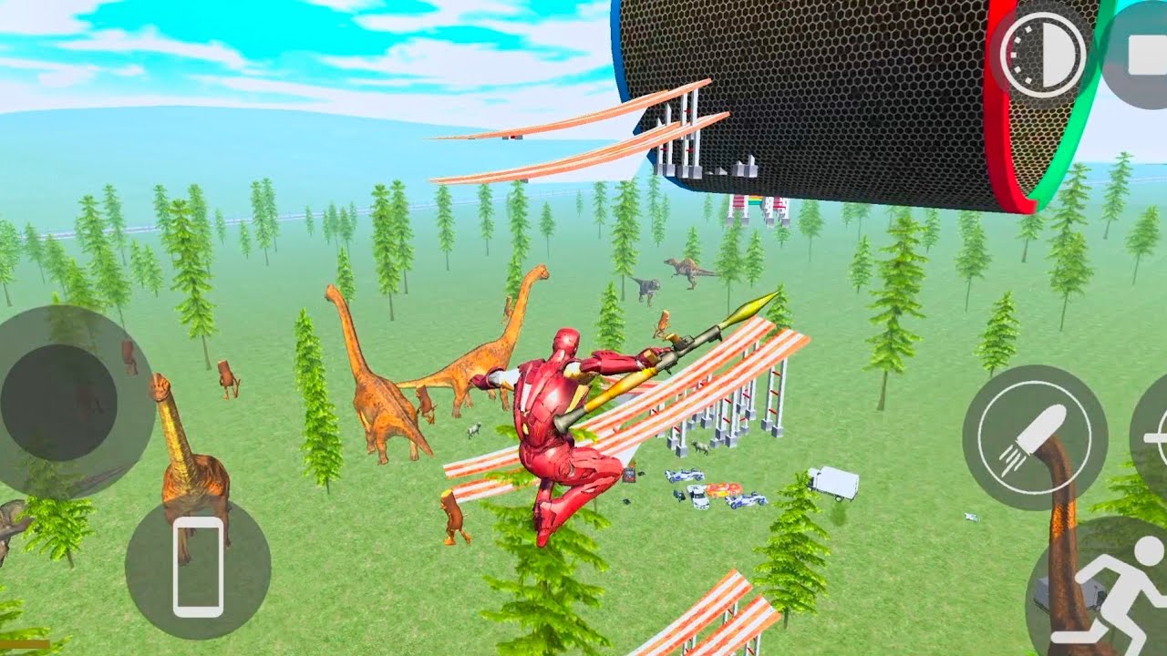 Franklin 🧍‍♂️ with Iron Man 🤖 against Dinosaurs 🦖 in Indian Bike Driving 3D 🏍️