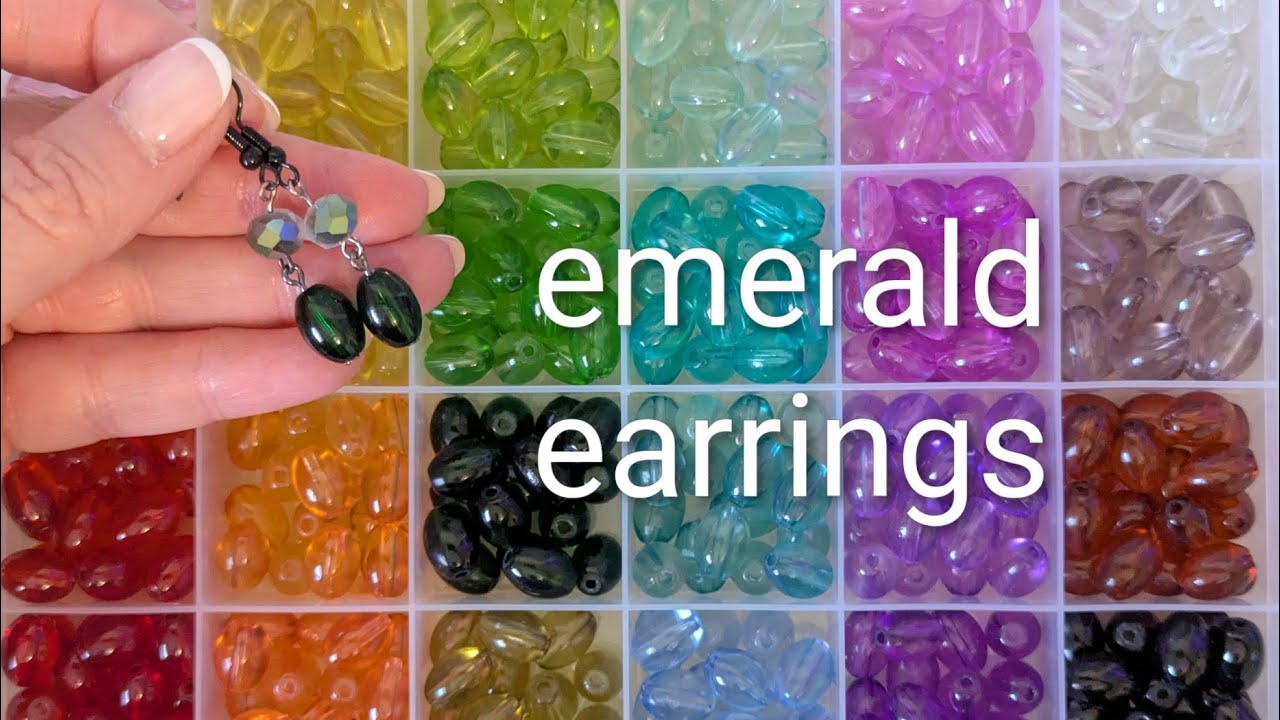Making Emerald Green Earrings 🟢 #jewelrytutorial #earrings #beads #asmr #diyjewelry #diyearrings 