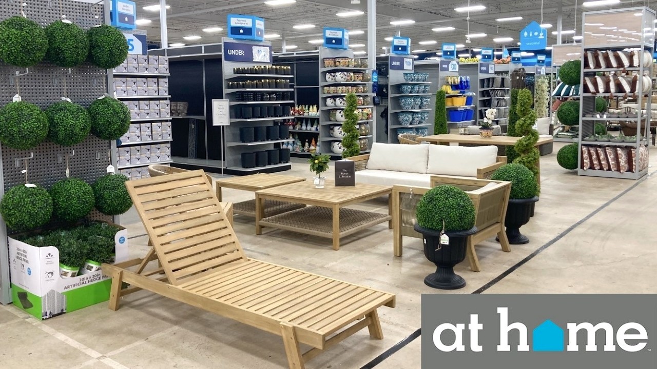 AT HOME PATIO FURNITURE OUTDOOR ARMCHAIRS TABLES SOFAS DECOR SHOP WITH ME SHOPPING STORE WALKTHROUGH