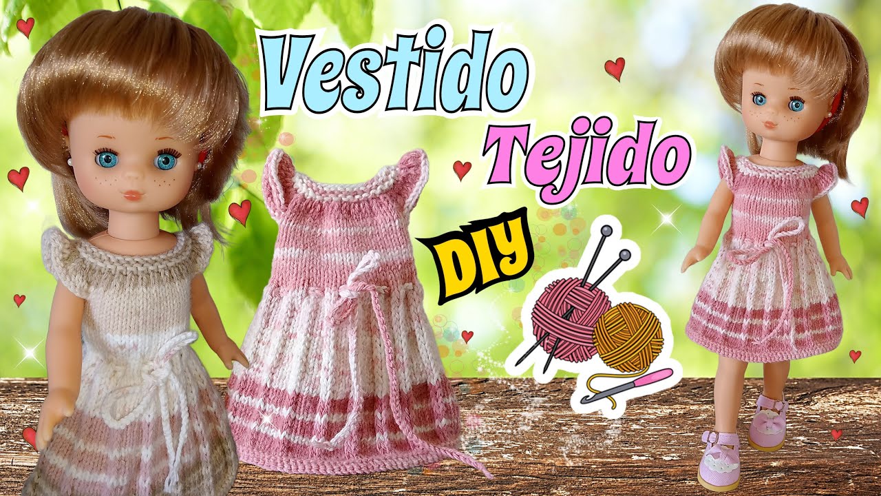 Tutorial: VESTIDO con dos agujas para Muñecas 🧶✨