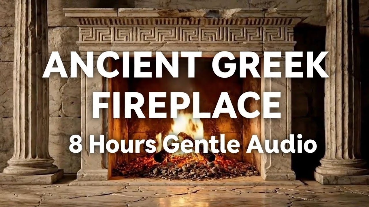 Ancient Greek Fireplace 🔥 8 Hours of Relaxing Fire & Gentle Audio | Classical Temple Ambience