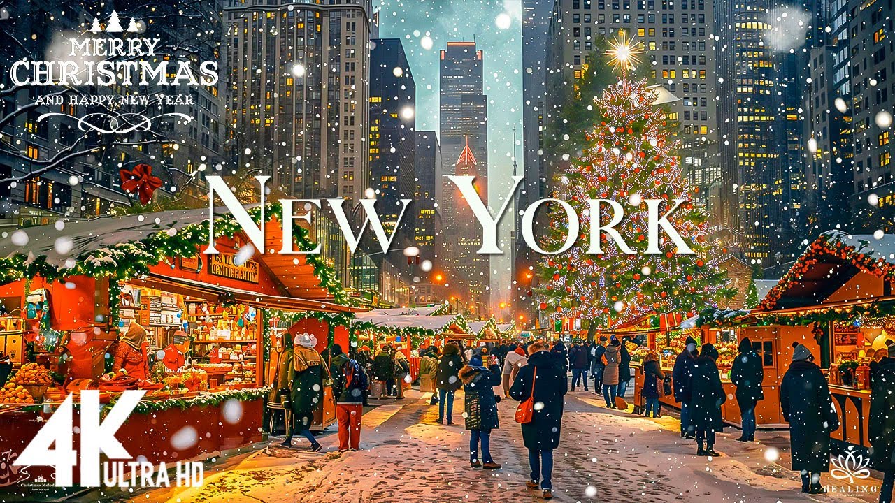 Рождество в Нью-Йорке 4K 🎄✨ Волшебные праздничные огни и праздничные зимние улицы✨ 2025