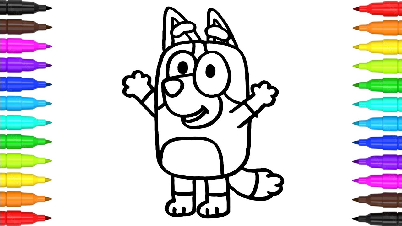 How to Draw Cute Bluey for Kids | Bluey Drawing and Coloring Step by Step |Easy Drawing Step by Step