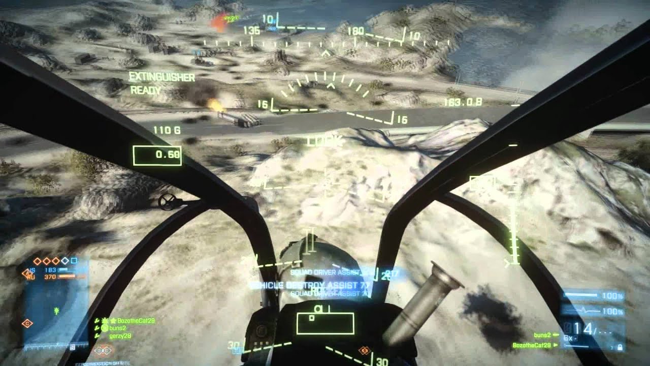 Battlefield 3 ★Attack Helicopter Gameplay★ BF3[Pilot View] Extinguisher, Guided Rockets Pro