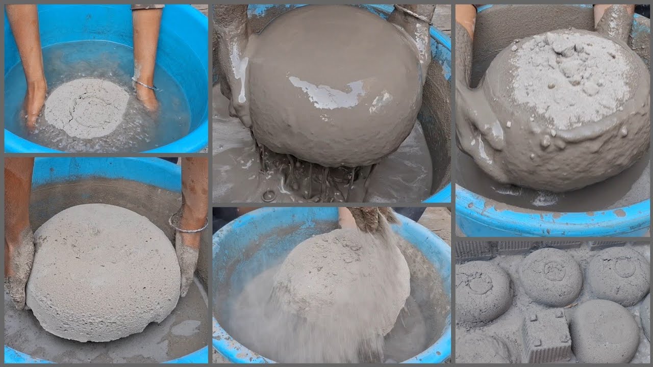 Asmr= Huge Buckets || Creamy & Soft Crumbling || Pure Cement || Water Dipping 💦💦