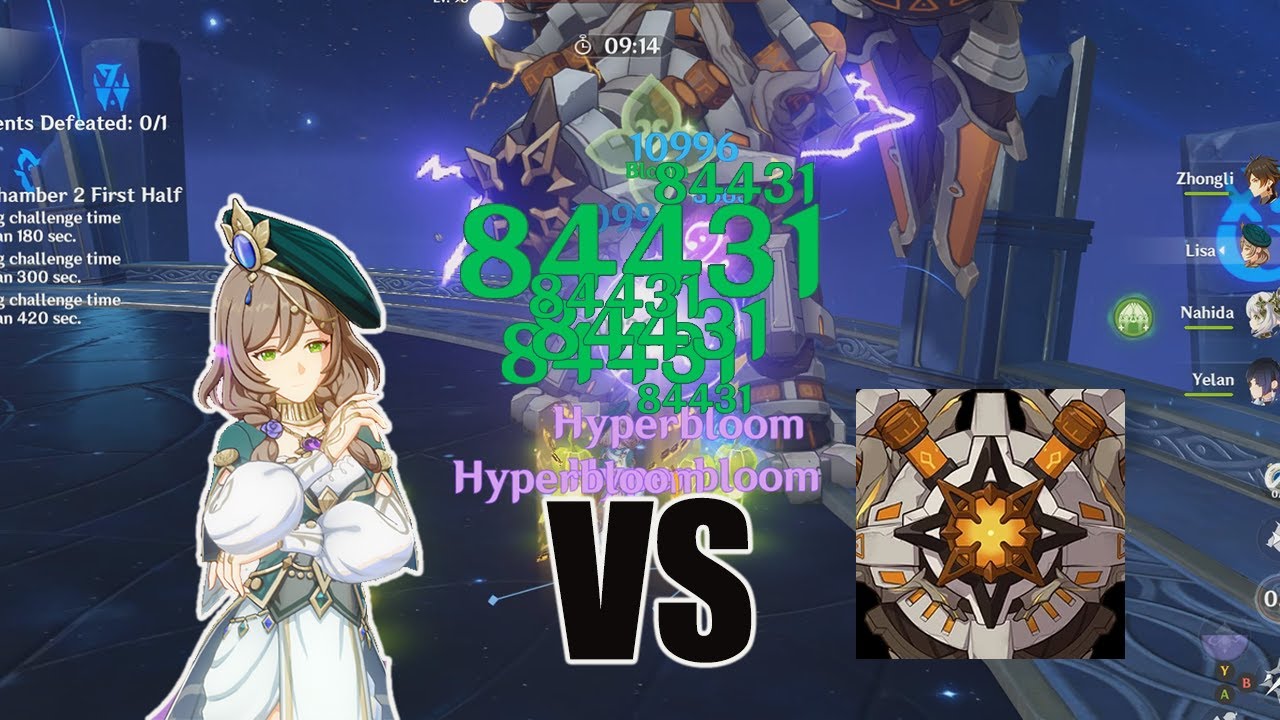 Lisa Hyperbloom Premium Team VS Aeonblight Abyss Floor 12 - Genshin impact