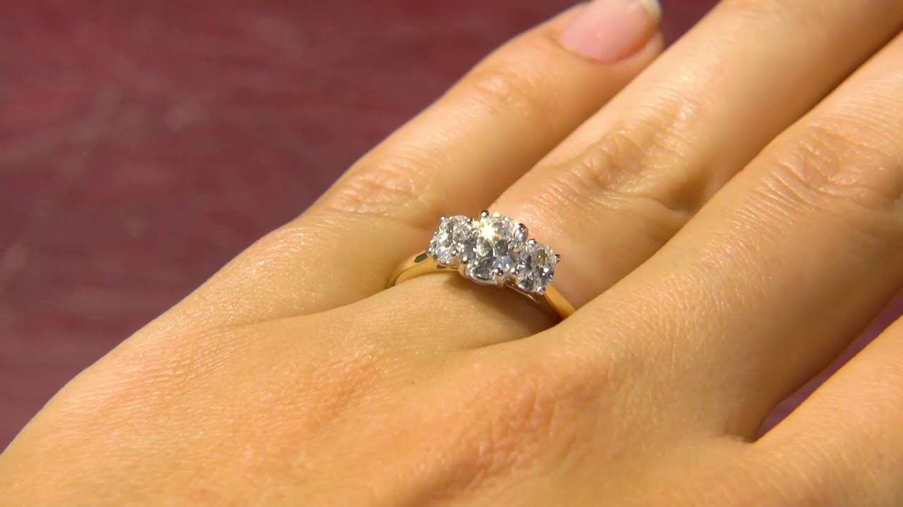 TR1040 Oval Cut Trilogy Lab Grown Diamond Engagement Ring