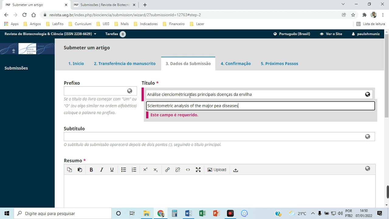 Para autores - Parte 1 - Como submeter um artigo