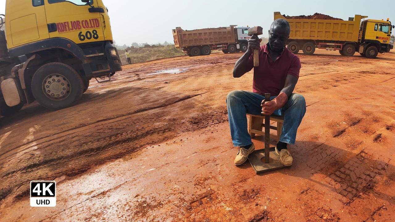 Feeder Roads Engineers Testing Soil Density on Sunyani Outer Ring Road 4K