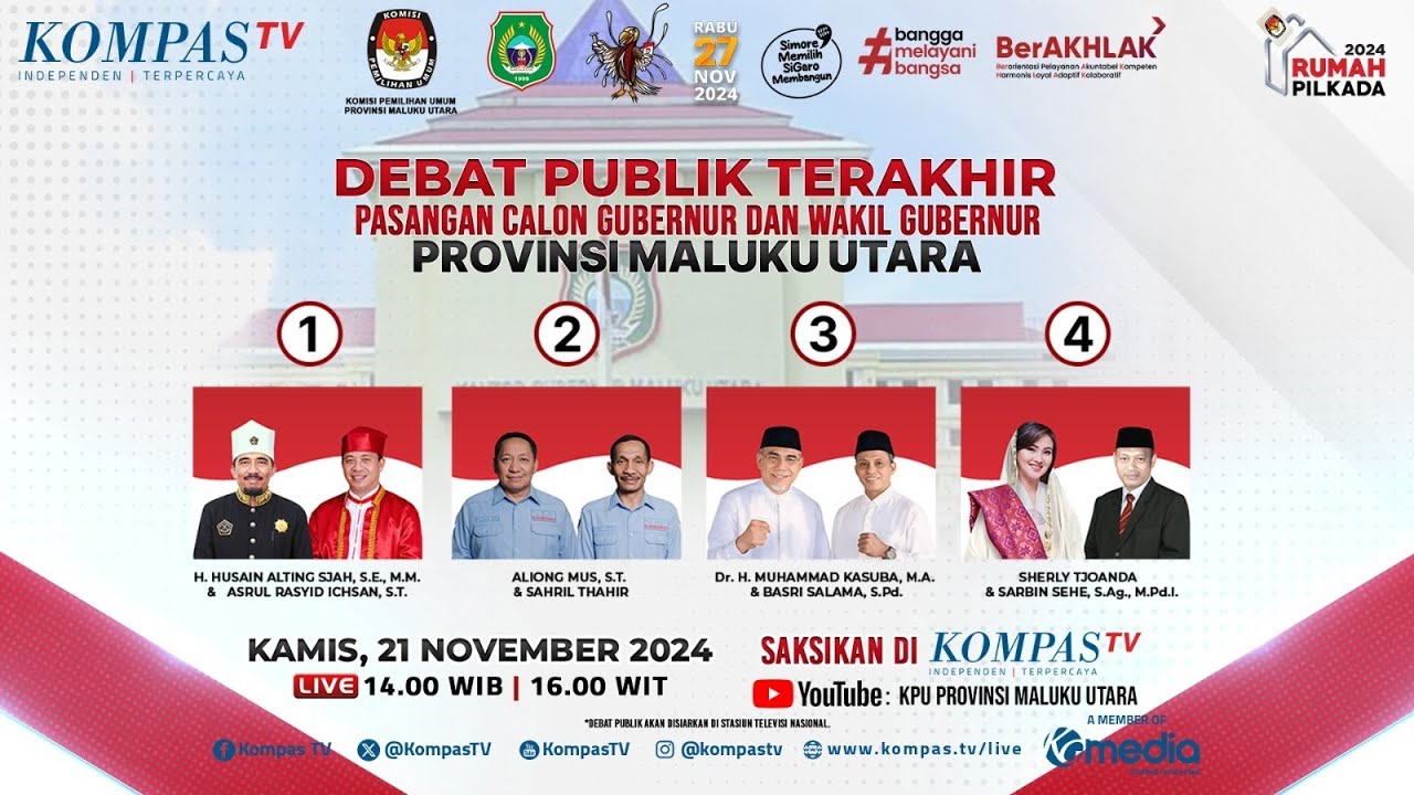 LIVE - Debat Publik Terakhir Calon Gubernur dan Wakil Gubernur Maluku Utara 2024
