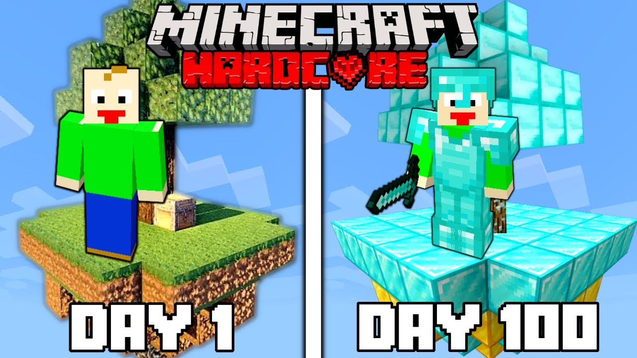 I Survived 100 Days In Hardcore Minecraft Skyblock!