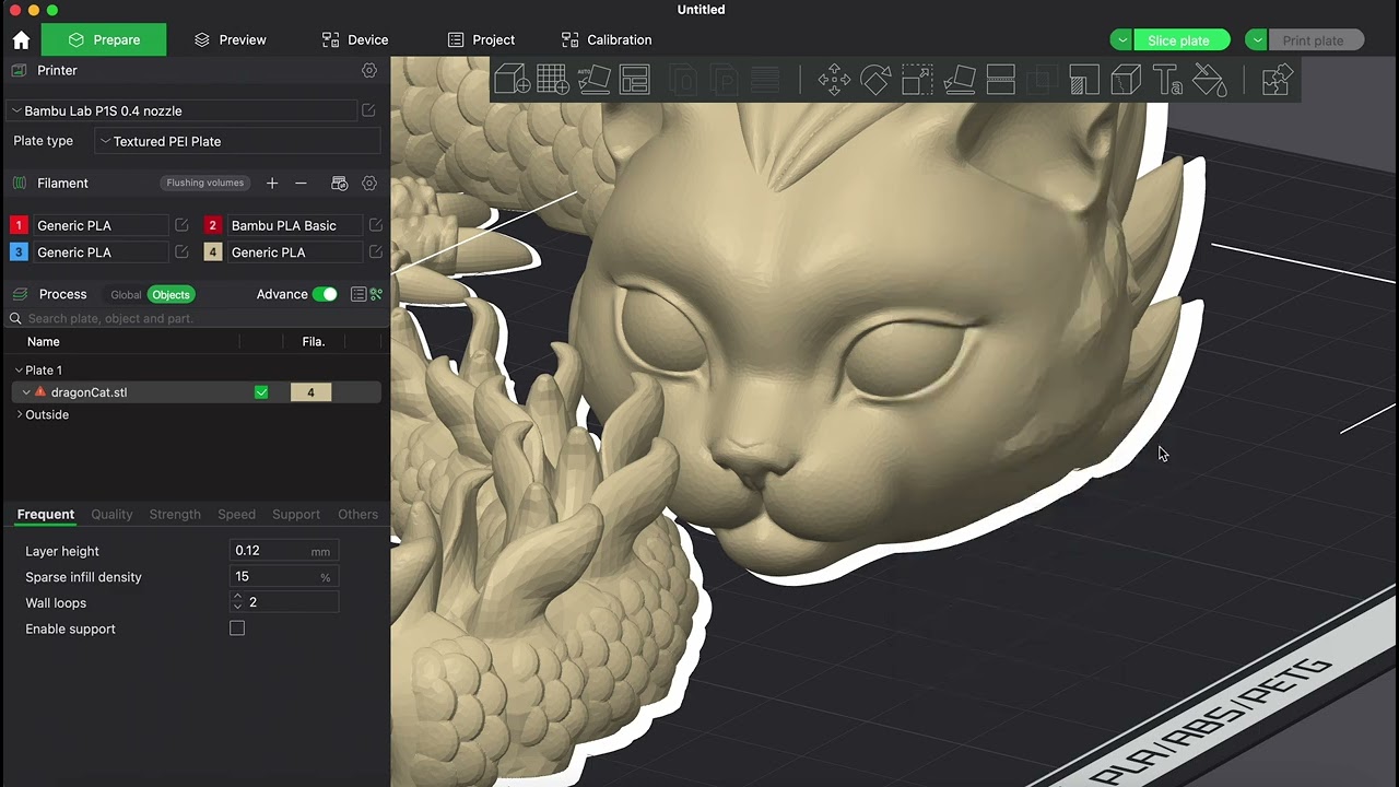 Как вырезать место под  глаза на 3D модели, на примере Bambu Studio