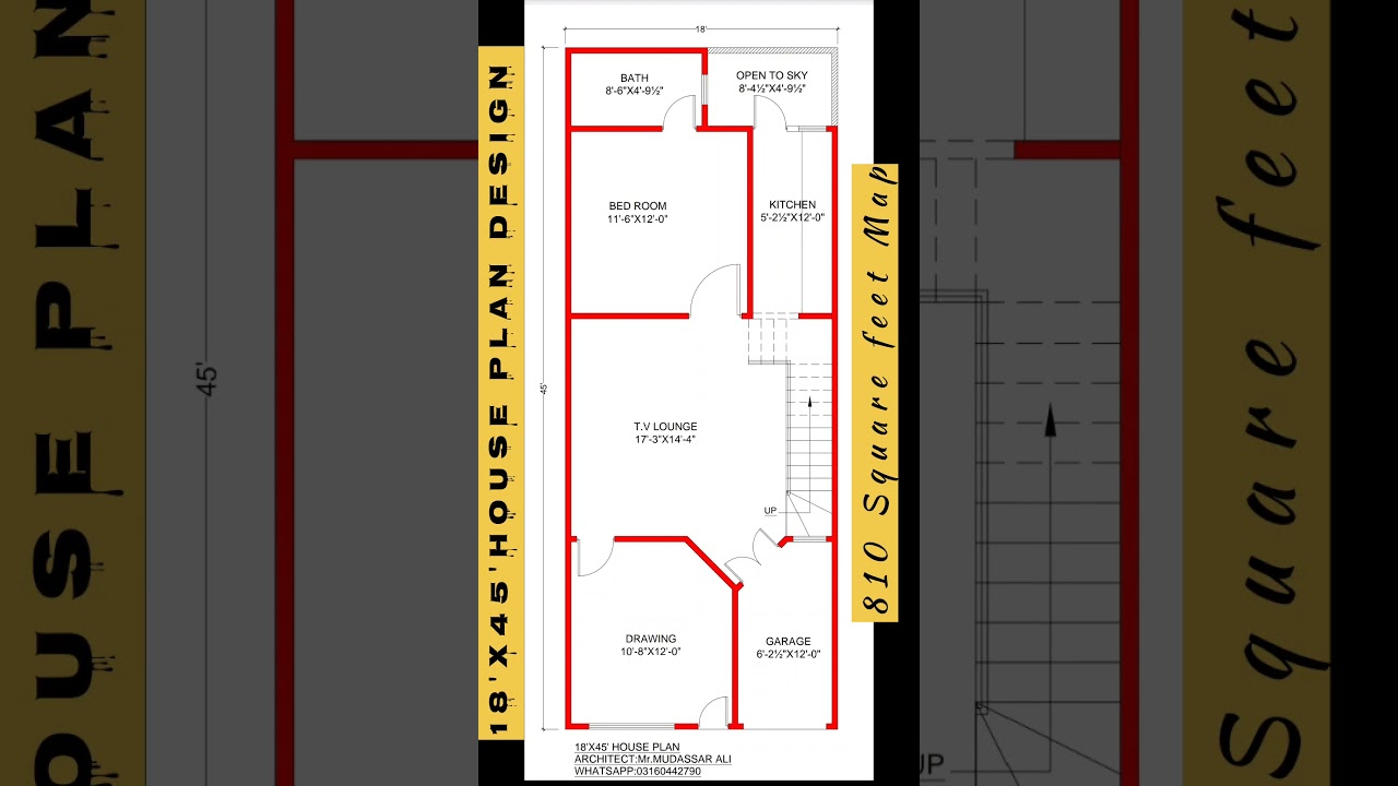 18' X 45' House Plan | 18*45 Home Plan with 1 BHK Parking #viral